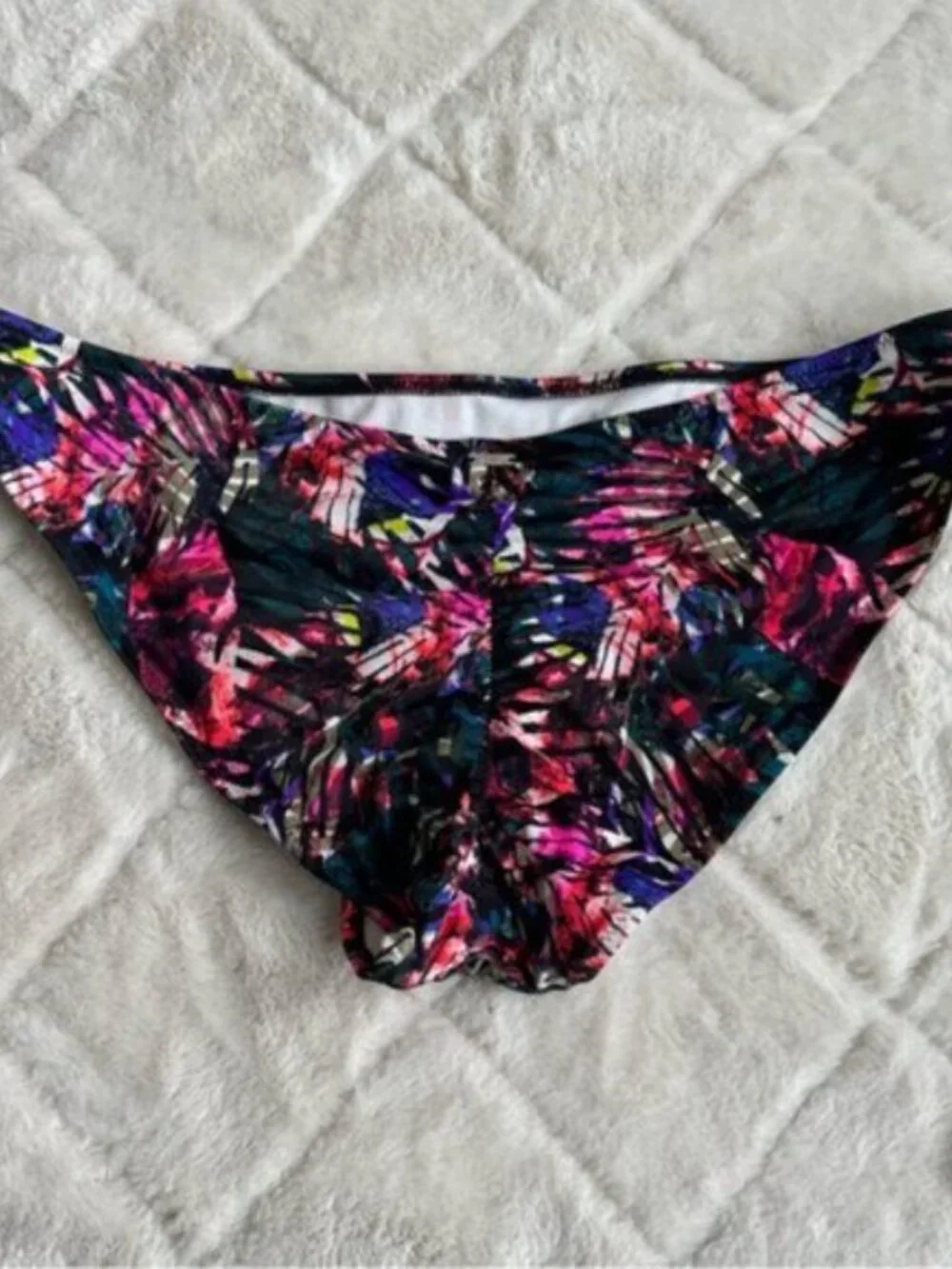 Victoria's Secret PINK | Black Multicolor Palm Bikini Bottoms | Size Large